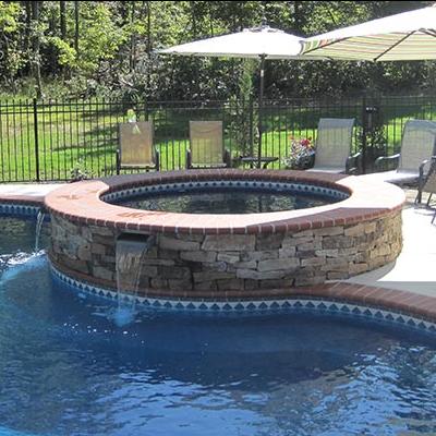 swimming pool with waterfall