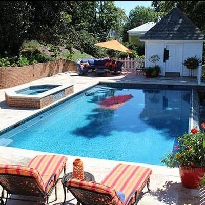 pool with patio and addition