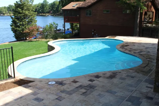 Lake of the Woods pool with a curved edge facing the lake